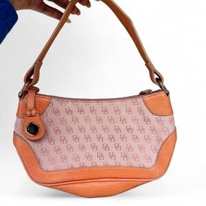 Vintage Y2K Dooney & Bourke pink/peach mini shoulder bag DB monogram